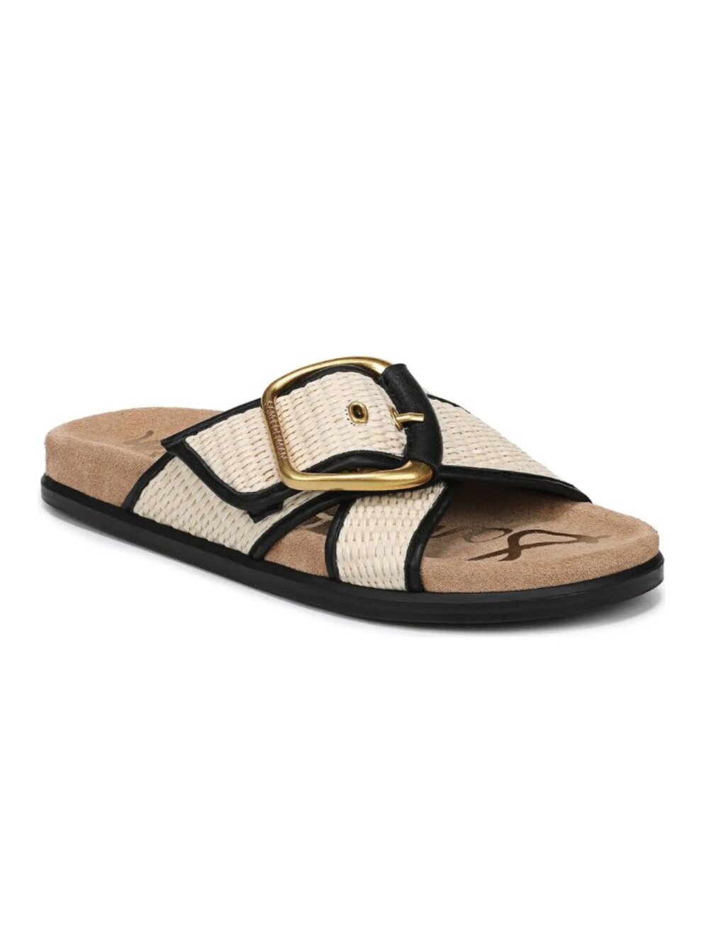 Sam Edelman Darla Crisscross Slide Sandals Linen Black Size 7.5 M NWT